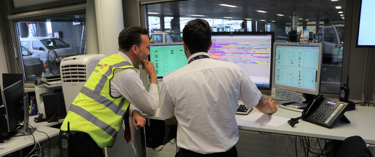 Blick in die Swissport-Dispositionszentrale der Coordinators.
