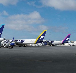 Jedes Flugzeug mit anderer Schmuckfarbe: Icelandair will die Vielfalt Islands zeigen.