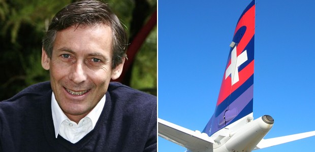 Landesrat Thomas Widmann und Heckflosse von Darwin: die Schweizer sind interessiert.