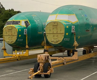 Von Spirit Aerosystems an Boeing gelieferte Rümpfe: Das Problem liegt am Heck, an den Verbindungspunkten zum Seitenleitwerk.