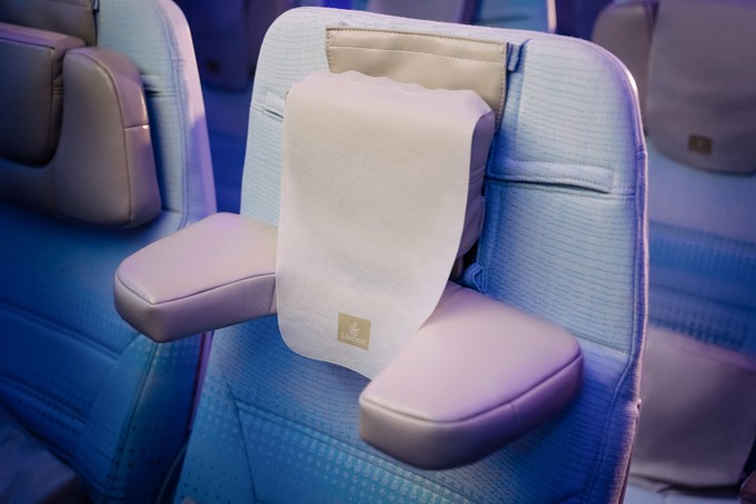 So sieht die integrierte Nackenstütze bei Emirates aus.