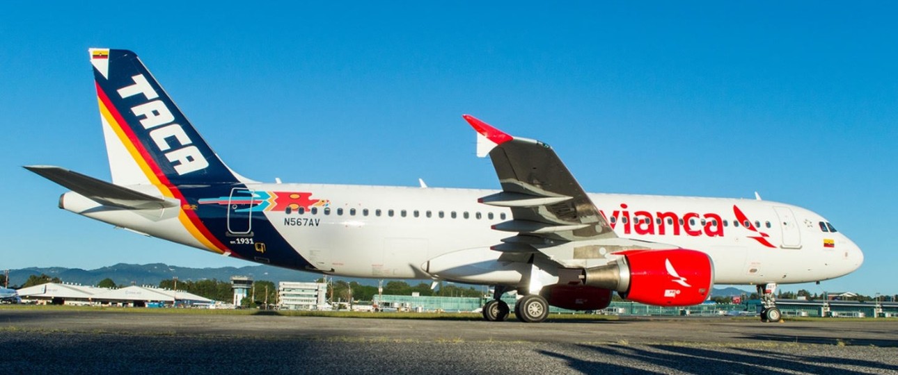 Der umgestaltete A320: Hinten Taca, vorne Avianca.