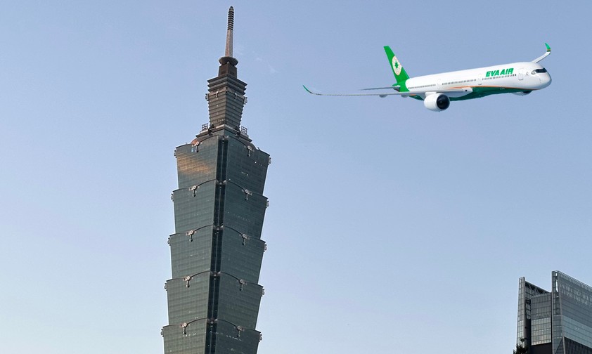 Airbus A350-1000 in der Lackierung von Eva Air: Die Fluggesellschaft hat 18 Maschinen fest bestellt.