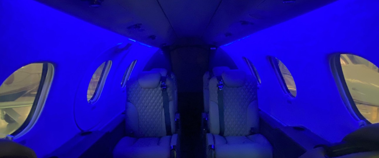 Eine Kabine eines Businessjets: Atlas Air Service bietet jetzt Nachrüsetsets für die Beleuchtung.