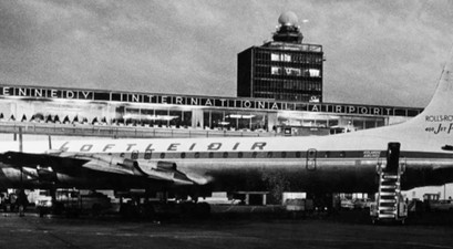 Flugzeug von Loftleiðir in New York: Die Fluglinie ging später in Icelandair auf.