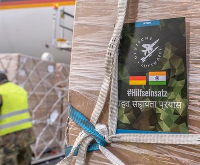 Die deutsche Luftwaffe mit dem A350: 120 Beatmungsgeräte flogen nach Indien.