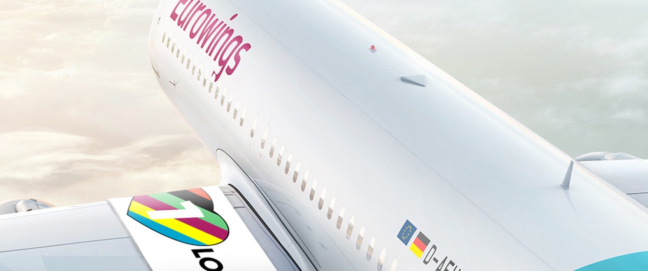 Virtuelles Zeichen: Eurowings-Jet mit One-Love-Binde.