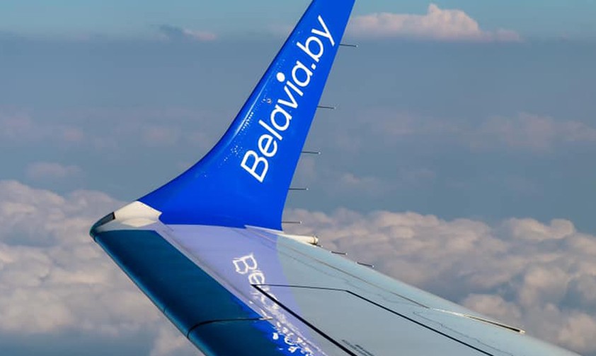 Blick aus dem Fenster eines Belavia-Jets: Die Fluglinie gibt sich kämpferisch.