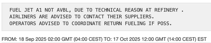 Die Notam im Wortlaut.