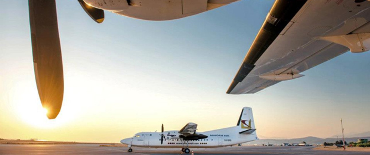 Eine der vier Fokker 50 von Minoan: Fliegen nicht mehr in der Schweiz.