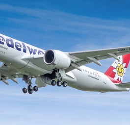 Die HB-IHF von Edelweiss: Der A350 fliegt auf 43'000 Fuss.