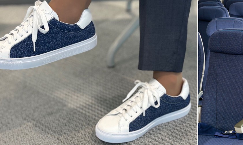 Schuhmodell SLP A350 Yankee Sneakers: Material vorher auf Sitzen im Einsatz.