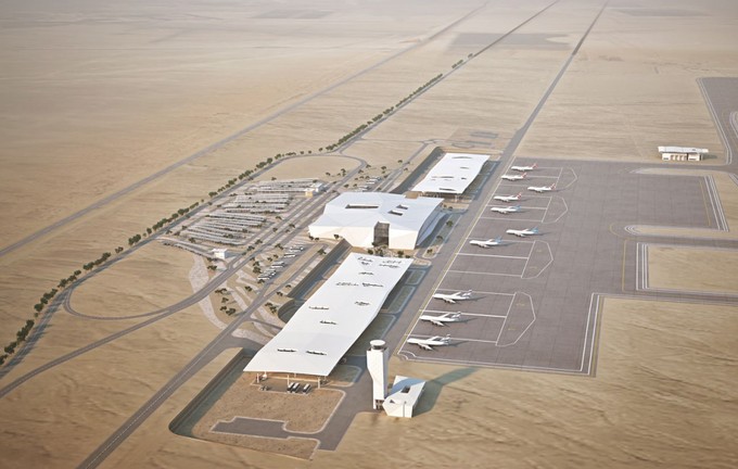 Ein Rendering des Airports aus der Vogelperspektive.