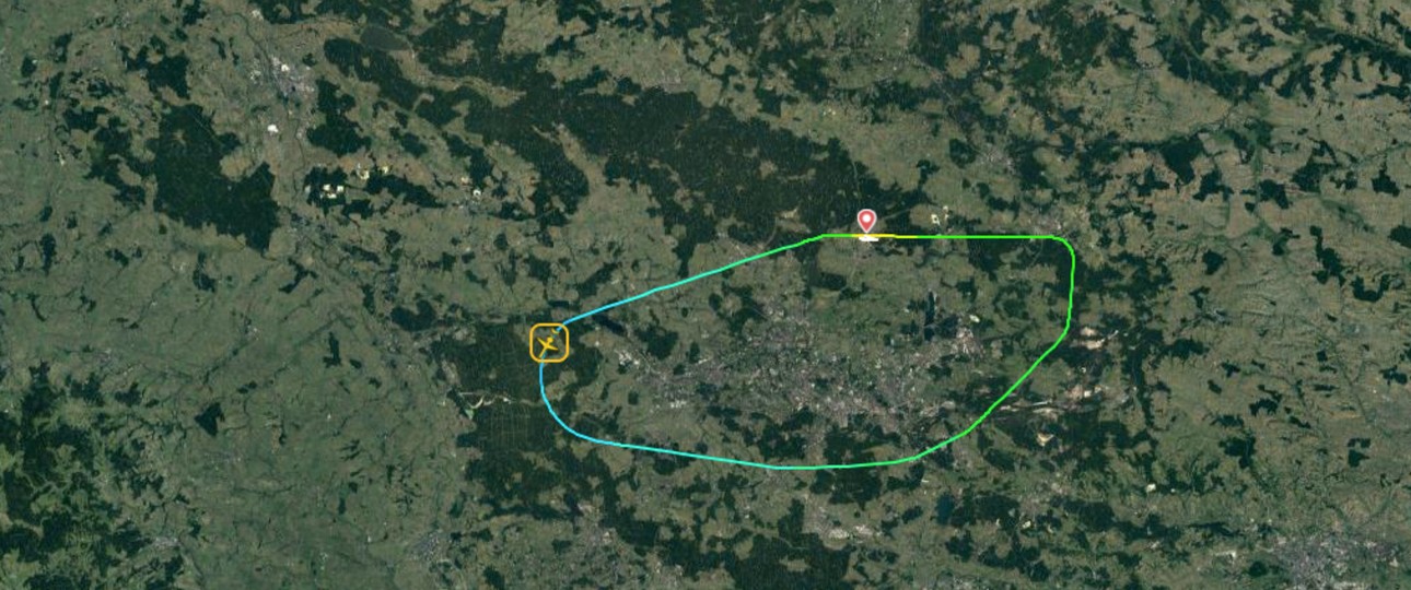 Die Flugroute von LH1361 bei Flightradar: Schnelle Rückkehr nach Katowice.