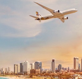 Werbemotiv von Etihad für Israel: Erster Flug nach Tel Aviv.