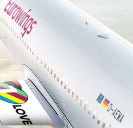 Virtuelles Zeichen: Eurowings-Jet mit One-Love-Binde.