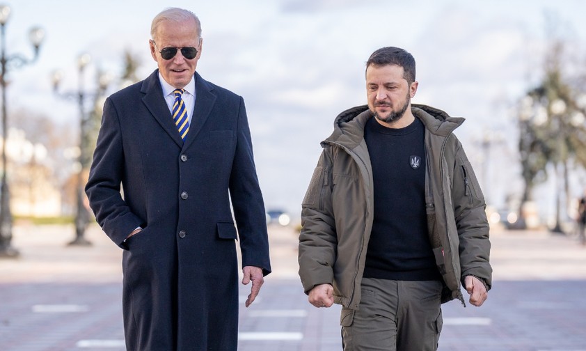 Präsidenten Joe Biden und Volodymyr Zelenskyy in Kyiv: Russland war vorgewarnt.