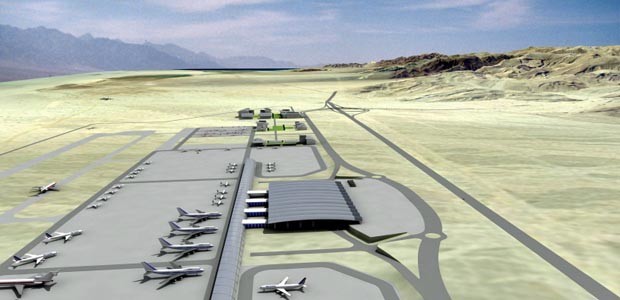 Modellbild des Flughafens Timna: Platz für große Flugzeuge.