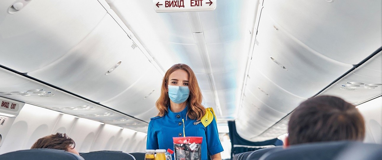 Flight attendant of Ukraine International Airlines in a Boeing 737: From December, the short- and medium-haul jet will connect Kiev and New York.