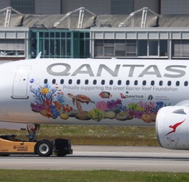 Neuer Airbus A321 XLR für Qantas: Mahnt zum Schutz der Korallenriffe.