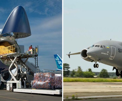 Boeing 747-8F (links) und Antonov An-148: Boeing-Tochter unterstützt Antonov bei Logistik und Ersatzteilversorgung.