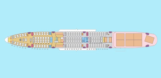 Ladeplan der Boeing 747-400 M von Eva Air: Platz für sieben Paletten.