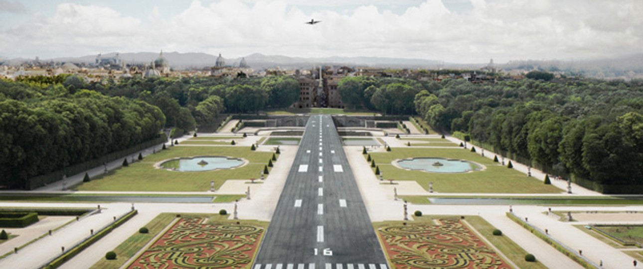 Die Landebahn wird in den barocken Garten gelegt: «Durch pure Geometrie wird der Raum definiert» sagt Architekturstudent Lukas Hüsser.