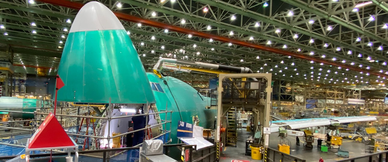 Produktion der drittletzten Boeing 747 im Werk in Everett: Wenn man ...