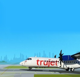 Werbung von Trujet: Aktuell noch mit ATR 72 unterwegs.