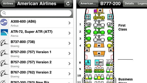 Airline Seat Guide zeigt die Konfigurationen aller großen Airlines. Kostenpflichtig.