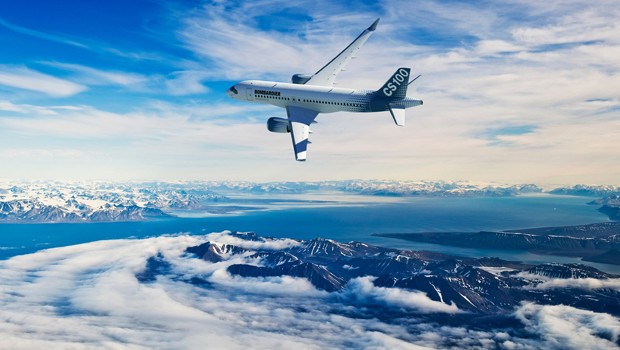 Bombardier wurde nicht mehr rechtzeitig fertig. Der Erstflug der C-Series wird frühestens Ende Juni erfolgen – also nach Paris. Dennoch ist der Flieger Bombardiers Hauptattraktion.