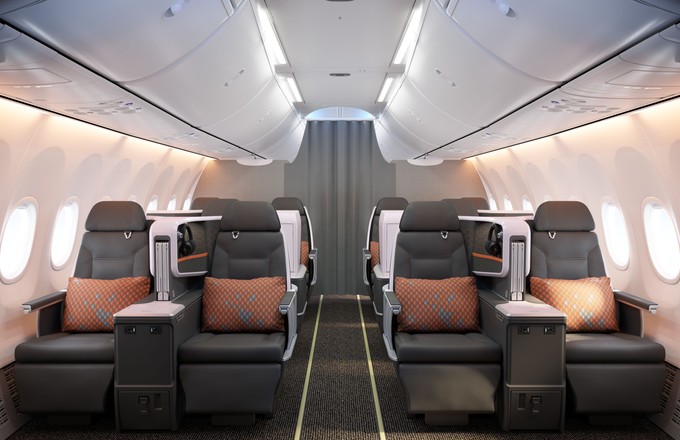 Zehn Business-Class-Sitze gibt es in den Boeing 737 Max von Singapore Airlines.