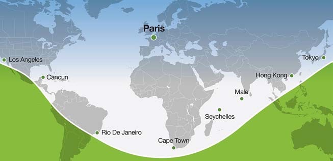 Mit 8 Passagieren und drei Besatzungsmitgliedern reicht das beispielsweise ab Paris für diese Ziele.