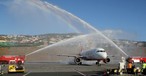 D-ABFC bei der Begrüßung in Funchal: Für Eurowings unterwegs.