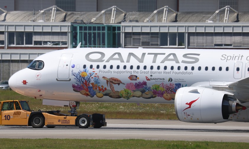 Neuer Airbus A321 XLR für Qantas: Mahnt zum Schutz der Korallenriffe.