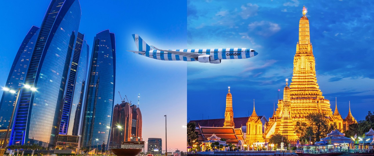 Abu Dhabi, Bangkok und ein Airbus A330 Neo von Condor: Gehören bald zusammen.