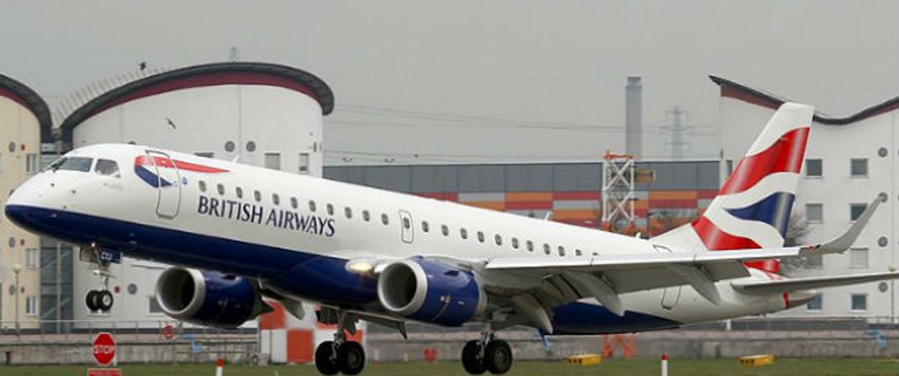 Embraer E190 von BA Cityflyer: Bald in  Stansted.