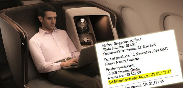 Businessclass von Singapore Airlines (Archivbild): Wifi kann ein teuerer Spaß sein.