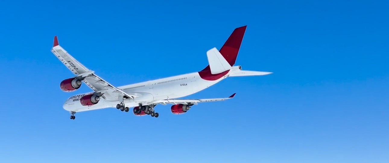 A340-600 von European Cargo: das Flugzeug ist am 5.November in der Antarktis gelandet.