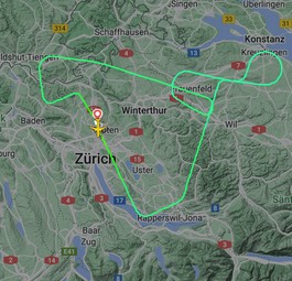 Route von LX2114 am 12. April: Wieder nach Zürich.