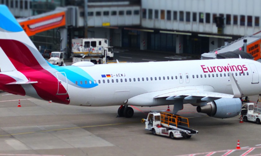Flieger von Eurowings: Seltener in Karlsruhe zu sehen.