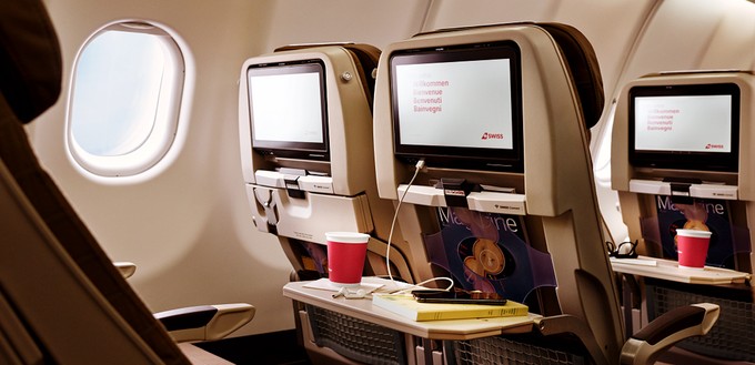 Umgebaute A340-Kabine von Swiss: So sieht nun die Economy Class aus.