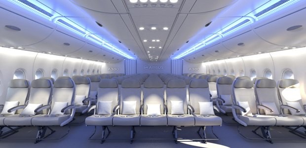 <a href="http://www.aerotelegraph.com/airbus-lanciert-a380-mit-elfer-reihe-3-5-3">Im A380 ging Airbus noch einen Schritt weiter und führte erstmals die Elfer-Reihe ein. </a>Neu gibt es also drei der wenig begehrten Mittelsitze, falls eine Airline sich für diese Konfiguration entscheidet.