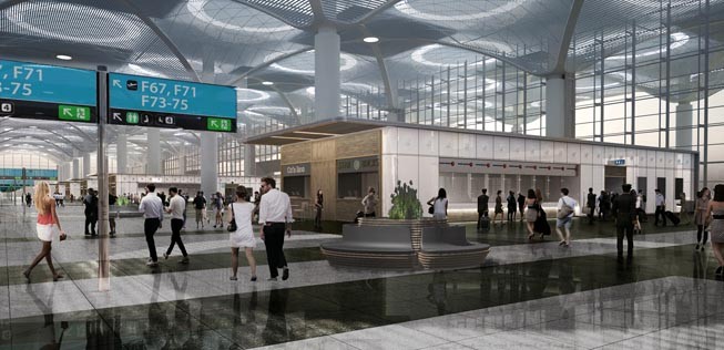 Zeichnung des Terminals: Am 7. April soll es endgültig so aussehen im Airport.