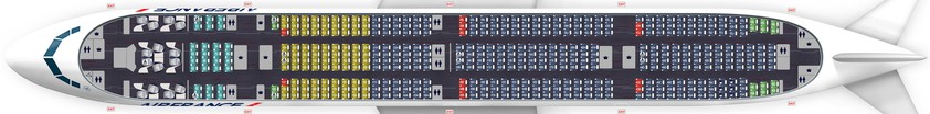 Eng bestuhlte Boeing 777 von Air France - jetzt nach New York unterwegs.