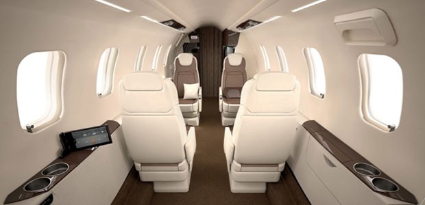 Learjet-Kabine: Für die Manager der Luxus.