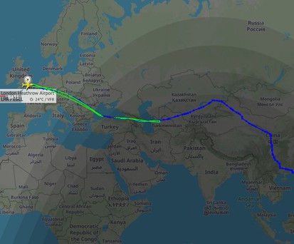 Flug BA31 vom Samstag: Nach halber Strecke umgekehrt.
