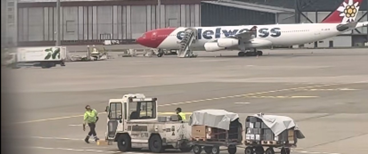 Kuriose Szene am Flughafen Zürich: Gepäckmitarbeiter müssen Pakete einsammeln.
