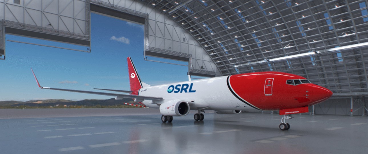 Boeing 737-800 in den Farben von OSRL: Ab 2028 will das Unternehmen die beiden 727 durch Boeing 737-800 ersetzt haben.