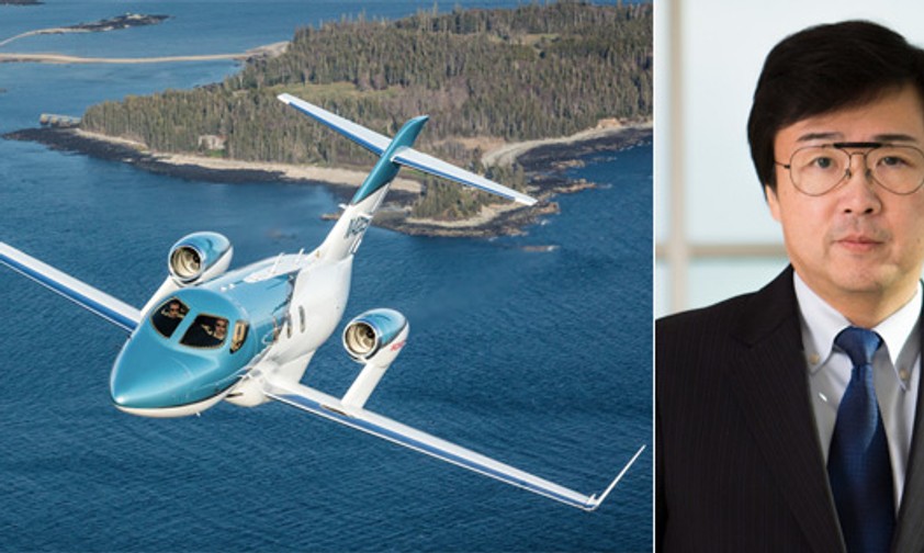 Honda Jet Elite und Honda-Aircraft-Chef Fujino.